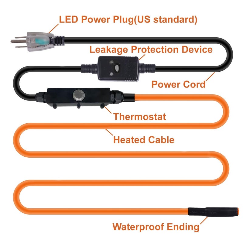 Cupohus Self-Regulating Heat Tape for Water Pipes 30FT, Waterproof Thermostat for Outdoor, Freeze Protection Heat Trace Cable for Metal, Plastic Home Pipes, Roof and RV, 110-120V - Image 5